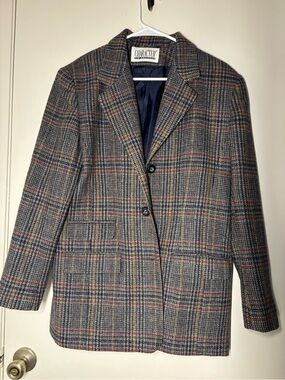 Vintage Character Suburbanwear Plaid Wool Blend Blazer Made in Creece Size M/L